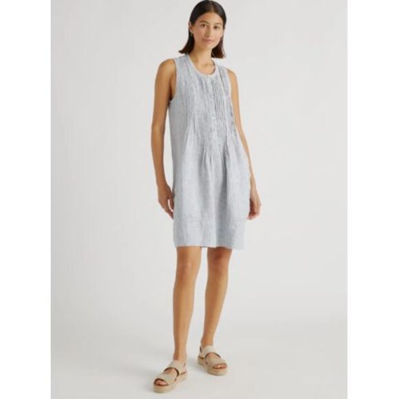 Quince Dresses & Skirts - Quince 100% European Linen Sleeveless Swing Dress Blue XS